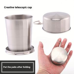 Tasses pliables télescopiques en acier inoxydable 70 ml/2 oz avec logo personnalisé, porte-clés, verres à shot - Product Image 1