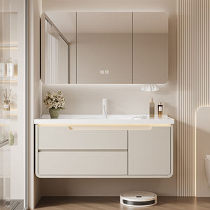 Mueble de Baño Moderno de MDF Lacado con Lavabo, Espejo Inteligente, Gabinete de Pared Impermeable para Proyectos de Apartamentos y Hoteles - Product Image 6