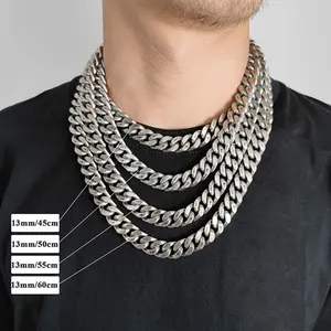 Veromca colar masculino, 13mm polonês e matte dos homens corrente cubano hip hop miami colar de prata personalizado logotipo
