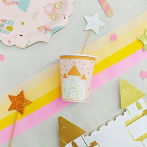 <span class=keywords><strong>Princesse</strong></span> château filles fête d'anniversaire fournitures rose or <span class=keywords><strong>jetable</strong></span> fête vaisselle vaisselle gobelets en papier serviettes assiettes - Product Image 6