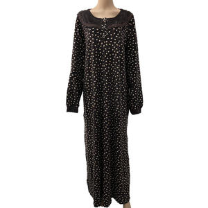 トルコドバイイスラム教徒の女性の服プリント260Gベルベット冬の夜の服女性のための長いホームガウンドレス - Product Image 1