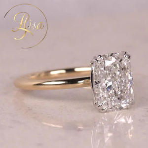 Cincin pertunangan kepala <span class=keywords><strong>Platinum</strong></span>, cincin soliter emas 10K 14K 18K bersertifikasi Vvs Lab berlian tumbuh bersinar potongan 10K - Product Image 2