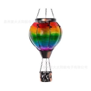 Solar Hot Air Balloon Lantern Glass <b>Led</b> <b>Light</b> Hanging Outdoor Garden Decor 52cm With Usa Flag Design - Product Image 2