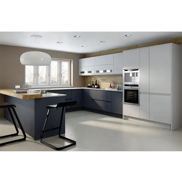 Free 3D drawing island fashionable simple modular modern kitchen designs