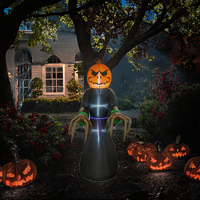 Hiasan Halloween Tiup Bentuk Labu Hantu Raksasa 8FT XT Brand, Lampu LED Berkedip, Dekorasi Luar Ruangan untuk Halaman, Kebun, dan Pesta