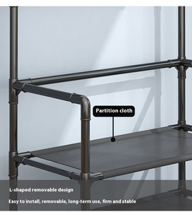 Giá giày kim loại 4 lớp tối giản đa chức năng với giá treo quần áo sàn tích hợp - Product Image 2