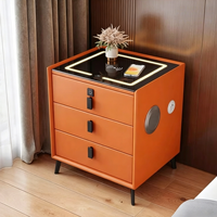 Table de chevet intelligente et écologique avec chargeur sans fil, haut-parleur Bluetooth, port USB LED et verrouillage par empreinte digitale – Design moderne pour appartement
