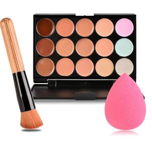 2024 gran oferta 15 colores maquillaje corrector paleta conjunto cabeza oblicua cepillo gotas de agua puff - Product Image 2
