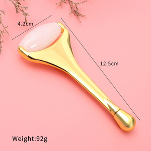 Rouleau de massage facial en quartz rose vert à tête unique avec poignée en alliage de zinc pour lifting des yeux et anti-rides, pour une peau éclatante - Vente en gros - Product Image 2