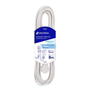 Volteck ED-8B 8m cavo di prolunga domestico bianco spina piatta per elettrodomestico classificato 16A PC materiale conduttore di rame UK/CEE/C14 - Product Image 1