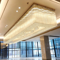 Lustre en cristal K9 personnalisable, lumière LED à 3 couleurs dimmable, style moderne et minimaliste de luxe pour salle de banquet d'hôtel