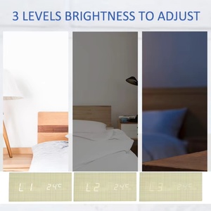 Emaf phòng ngủ phong cách tối giản tùy chỉnh kỹ thuật số điện tử bảng đồng hồ bằng gỗ <span class=keywords><strong>LED</strong></span> đồng hồ báo thức tam giác hình máy tính để bàn đồng hồ - Product Image 3