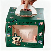 Scatola per Torta di Compleanno con Finestra Trasparente in PET, Manico Portatile, Confezione Regalo per Festività, Packaging per Dessert, Stampa Logo Personalizzata, Scatola per Pasticceria