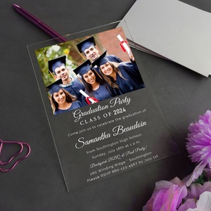 Cá nhân High School College GRAD Đảng mời lớp của 2024 tốt nghiệp Acrylic tốt nghiệp lời mời thẻ - Product Image 4