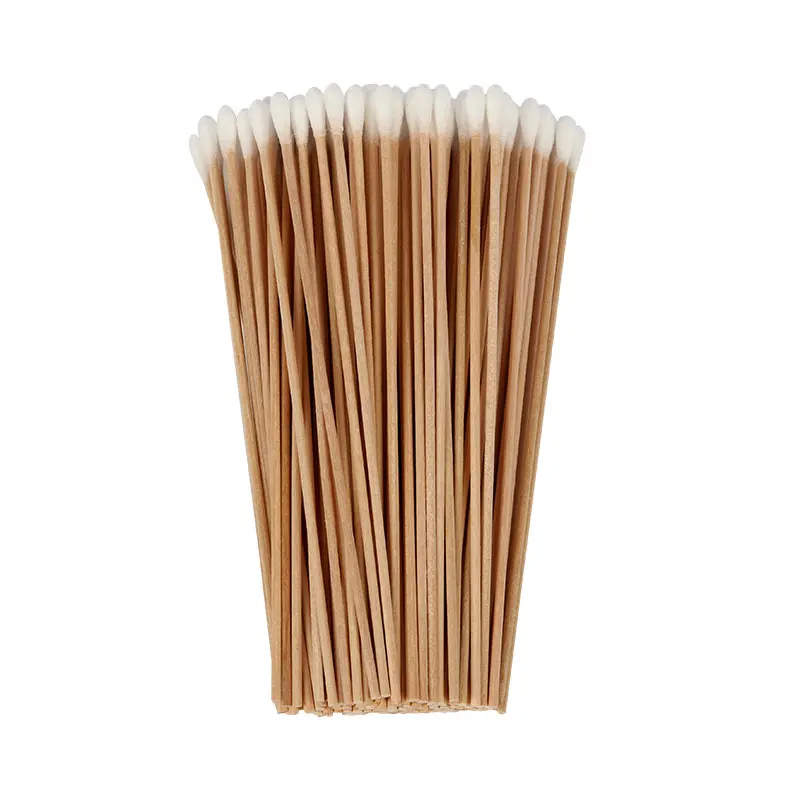 100個Qチップ糸くずの出ない竹ハンドル6インチ綿木製スティック竹スティック綿棒