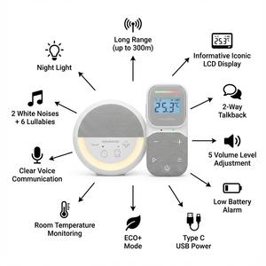Monitor de Bebé Portátil Recargable con Audio, Batería Integrada en Ambas Unidades, Sensor de Temperatura y Transmisión de 300m - Product Image 3