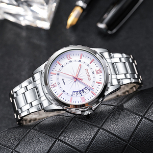 Reloj de cuarzo azul con calendario y correa de acero inoxidable para hombre - Product Image 4