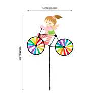 Moulins à vent décoratifs d'extérieur pour enfants, jouet de jardinage en forme de personnage de dessin animé à vélo