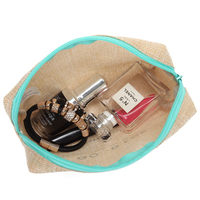 Pochette de maquillage personnalisée avec logo imprimé, organiseur de rangement pour outils, pochette en toile de jute écologique, sac cosmétique en jute