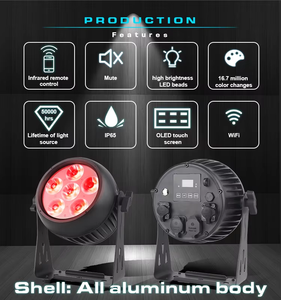 ไฟ LED สำหรับงานกลางแจ้ง 6x20W RGBWA UV สำหรับดีเจ ไฟพาร์แบตเตอรี่แบบแบน 6 in <span class=keywords><strong>1</strong></span> ไร้สาย กันน้ำ สำหรับเวที แสงสีสันสดใส - Product Image 6