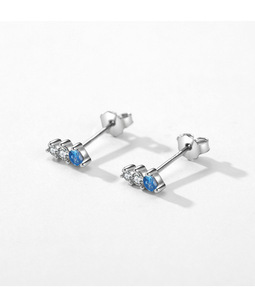 925 Sterling <b>Silver</b> Blue Topaz CZ Crown Row <b>Set</b> <b>Ring</b> Earring <b>Set</b> Dainty Ocean Inspired Jewelry For Women - Product Image 6