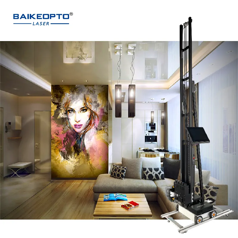 Double DX7 Printing Head Five Color CMYKW Vertical Art Decals UV Wall Painter Machine or 3D Wall Printing Machine