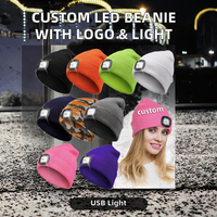 Gorro de Punto de Invierno con Luz LED, Diseño de Camuflaje Personalizado, Unisex, Recargable por USB, 100% Común