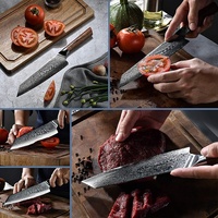 Coffret cadeau de luxe et manche ergonomique en bois coloré, couteau de chef de 8 pouces, acier inoxydable super japonais VG10, couteau Damas Kiritsuke