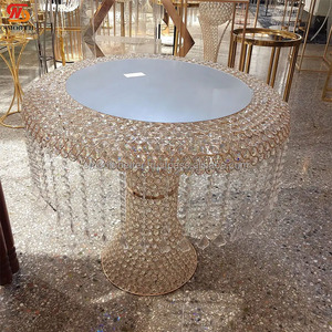 JINDY Metal Wedding Table Plinths with Crystal Bead Curtain Acrylic Panel Gold Display Decorative Centerpiece <strong>Stage</strong> <strong>Props</strong> - Product Image 1