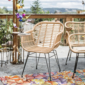 Modern 3-Piece Comfortable Hotel Patio <b>Furniture</b> Set Outdoor Sectional Chair <b>Wicker</b>- Rattan Moon Chair Waterproof Iron Frame - Product Image 3