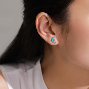 S925 plata esterlina turquesa <span class=keywords><strong>Euro</strong></span> signo moneda Stud pendientes para mujer - Product Image 4