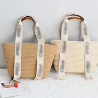Vente chaude nouvelle grande capacité décontracté tissé à main lettre sac étudiant mode polyvalent vacances Style herbe tissé sac fourre-tout