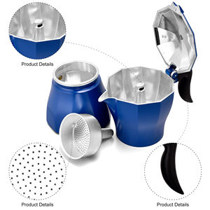 Personalizado Pezzetti Ital <span class=keywords><strong>Express</strong></span> aluminio <span class=keywords><strong>Moka</strong></span> Pot estufa superior azul <span class=keywords><strong>cafetera</strong></span> para Espresso italiano para cocina de Gas herramientas - Product Image 3