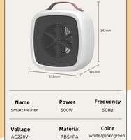 Chauffe-pieds intelligent à contrôle de température 500W, mini radiateur portable PTC compact pour intérieur, dortoir, bureau, table