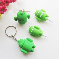 Chaîne de téléphone portable et porte-clés en caoutchouc PVC souple 3D en forme de dessin animé personnalisé, robot Android