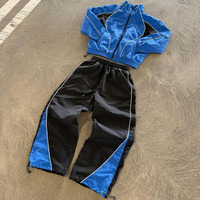 Conjunto de Chándal Cortavientos Color Azul y Negro para Hombre, Estilo Techwear, Joggers Oversize, Logotipo Personalizado, Ropa Urbana, OEM