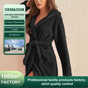 <span class=keywords><strong>Bata</strong></span> <span class=keywords><strong>corta</strong></span> acogedora de invierno 2025 para mujer, venta al por mayor, pijamas de lana Coral con logotipo personalizado, batas de baño suaves para mujer - Product Image 2