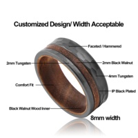 Martelé Noir Tungstène Bague De Mariage Bijoux En Bois
