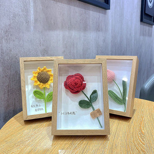 DREA Flores de Ganchillo Tejidas a Mano con Lana Artificial, Adornos para Marcos de Fotos de Madera, Decoraciones Navideñas para el Hogar - Product Image 2