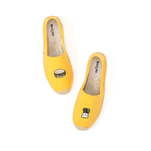 <span class=keywords><strong>Espadrilles</strong></span> plates d'été faites à la main pour femmes, respirantes, semelle intermédiaire en chanvre, couleurs mélangées, broderie <span class=keywords><strong>orange</strong></span> vif - Product Image 2