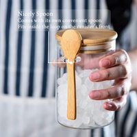 1l pot à épices récipient de stockage des aliments bouteille à condiments bocal en verre hermétique avec couvercle en bambou et cuillère en bambou