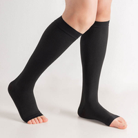 Chaussettes de compression à bout ouvert, hauteur genou, 15-20 mmHg pour femmes et hommes - Faciles à porter pour les voyages, la maternité et l'usage quotidien
