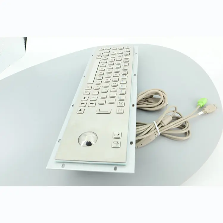 Keyboard Trackball Keyboard Quality 65 Keys KIOSK PS/2 USB2.0 Trackball Industrial Metal Keyboard