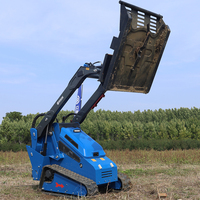 Mini-chargeuse compacte sur pneus avec moteur EPA CE Euro V, rétrocaveuse, chargeuse frontale compacte, petite chargeuse compacte pour usage agricole avec godet