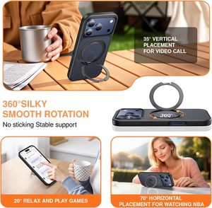 แม่เหล็กใสแบบด้าน 360 องศา °   เคสโทรศัพท์กันกระแทกแบบหมุนได้พร้อมปุ่ม AI สำหรับ iPhone 17 Pro Max อุปกรณ์เสริมโทรศัพท์ - Product Image 5