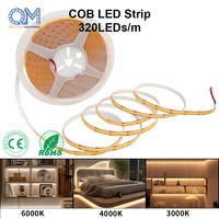Bande lumineuse LED COB sans points, super lumineuse, blanc chaud, haute densité, ruban flexible pour éclairage de vitrine de cave à vin