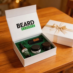 Set de Cuidado de Barba con Esencia, Aceite, Bálsamo, Cepillo y Peine para Hombres, Aspecto Natural, Fórmula Herbal sin Perfume - Product Image 1