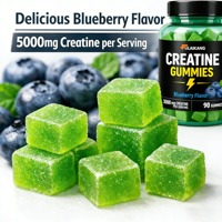 Gummies de créatine monohydrate végétaliennes à marque privée 5000mg saveur myrtille – Complément pré-entraînement pour la croissance et la récupération musculaire