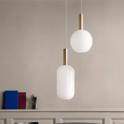 2022 New Pendant Lighting Fixture Milk White Glass Pendant Lamp Contemporary Gold Pendant Light Bar Nordic