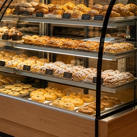Vitrine de boulangerie en verre courbé sur mesure, en bois, conçue par des experts, directement de l'usine, pour café et pâtisserie - MOQ 1 pièce